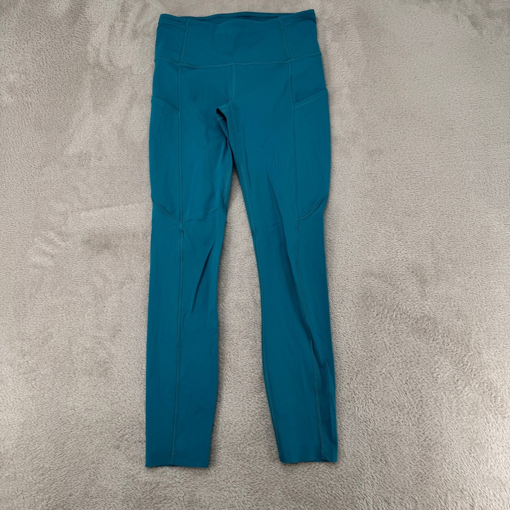 Lululemon Womens Fast and Free Tight 4 Teal Preowned Pockets 25" Inseam